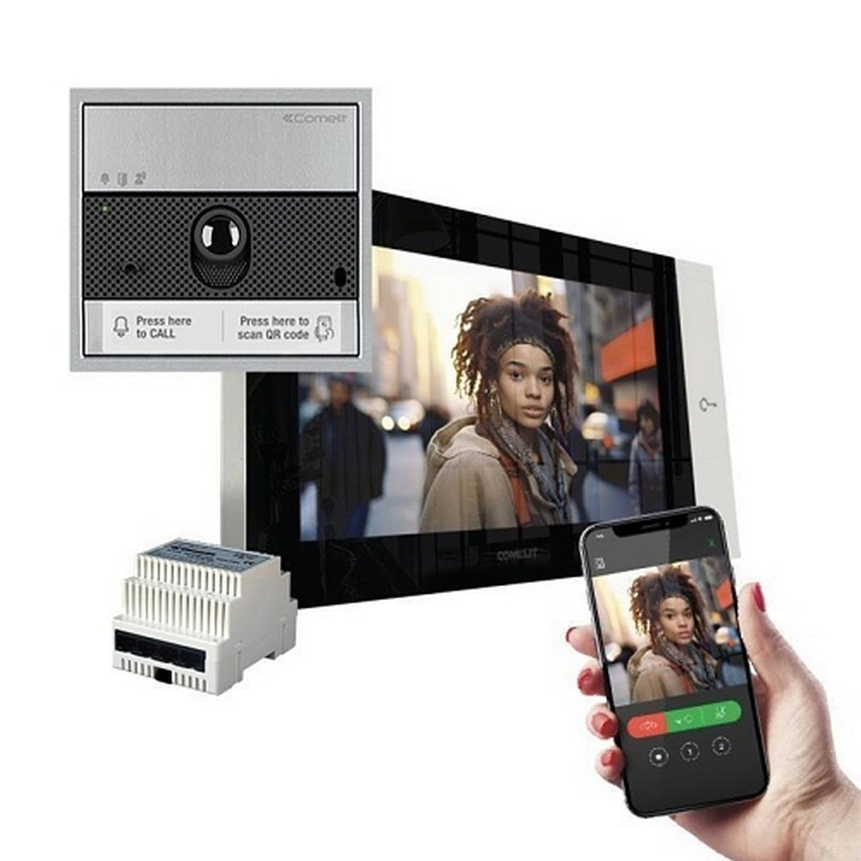 Comelit KVU8572 Scalable IP Video Intercom Kit with Ultra Entry Panel 7-Inch WiFi Monitor and Slave Gateway