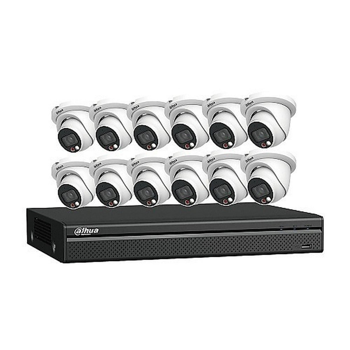 Dahua N464E124C IP Camera and Recorder Kit, 16-Channel NVR with 12 x 4MP VU-MORE Cameras, 2.8mm Lens