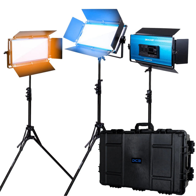 Dracast DRX31000BNH LED1000 X Series Bi-Color LED 3 Light Kit with Injection Molded Travel Case