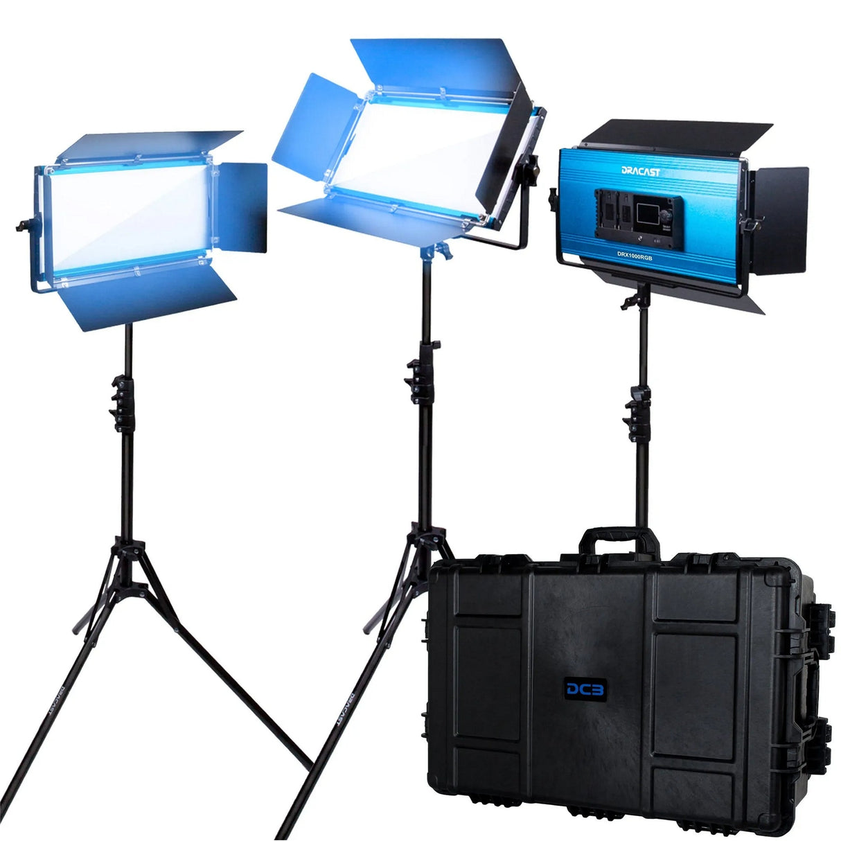 Dracast DRX31000DNH X Series LED1000 Daylight LED 3 Light Kit with Injection Molded Travel Case