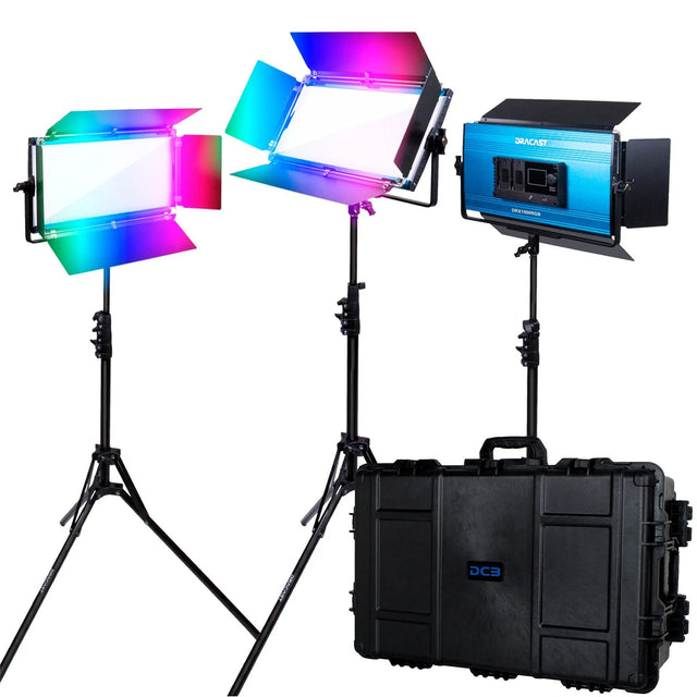 Dracast DRX31000RGB X Series LED1000 RGB and Bi-Color LED 3 Light Kit with Injection Molded Travel Case