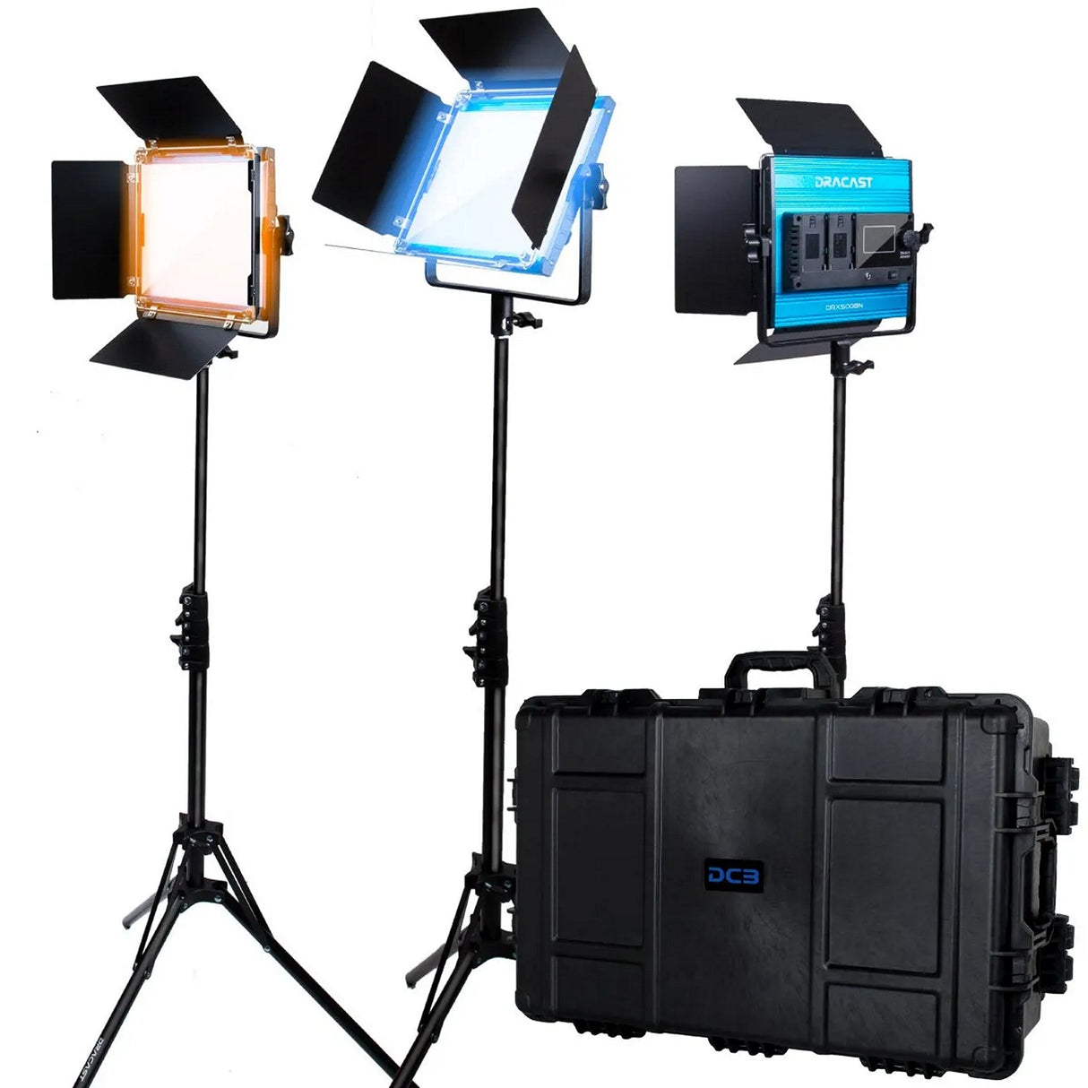 Dracast DRX3500BNH X Series LED500 Bi-Color LED 3 Light Kit with Injection Molded Travel Case