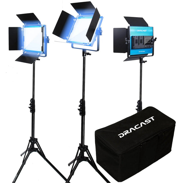 Dracast DRX3500DNS LED500 X Series Daylight LED 3 Light Kit with Nylon Padded Travel Case