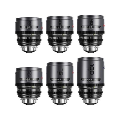 DZOFILM PAVO 2× Anamorphic Neutral-Coating 6-Lens Set (28 mm, 32 mm, 40 mm, 55 mm, 75 mm, 100 mm) T2.1/T2.4 (PL/EF Mount, Feet)