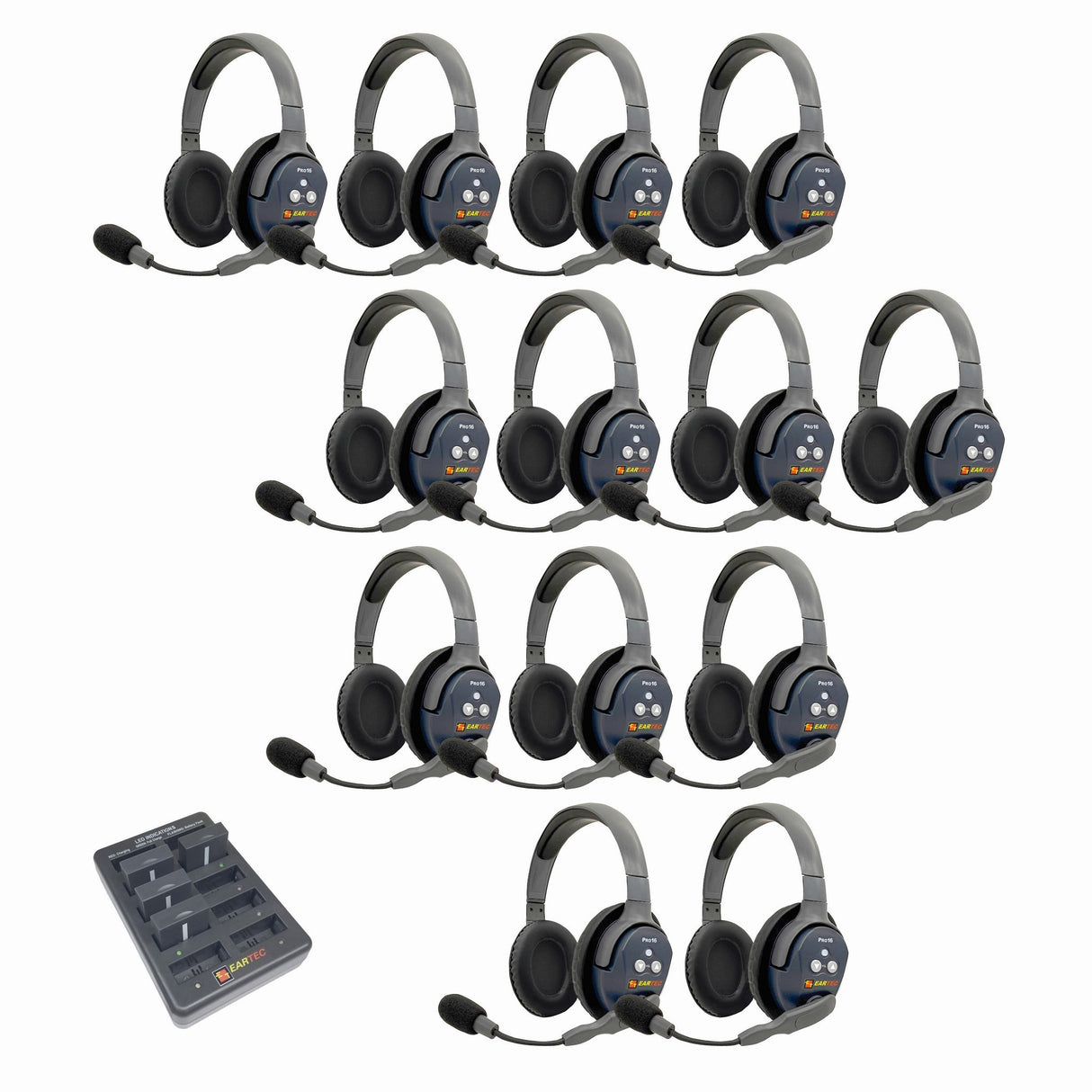 Eartec PRO16 Full Duplex True Wireless Headset Intercom Systems for 12 - 13 Users - 13-Users: 1x Double Main, 12x