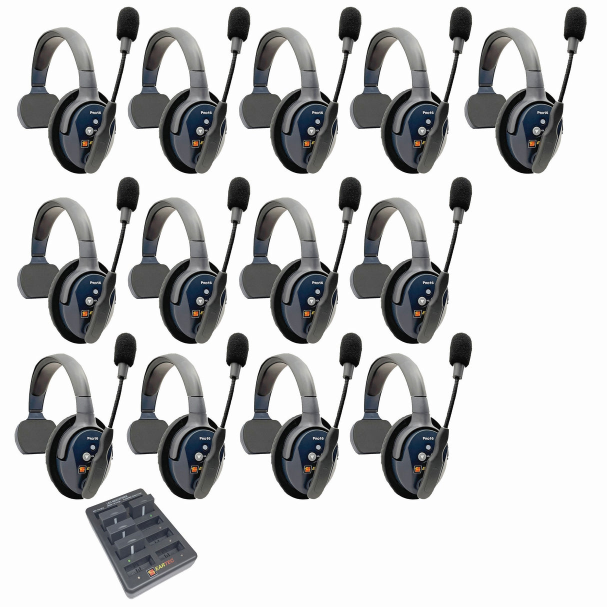 Eartec PRO16 Full Duplex True Wireless Headset Intercom Systems for 12 - 13 Users - 13-Users: 1x Single Main, 12x