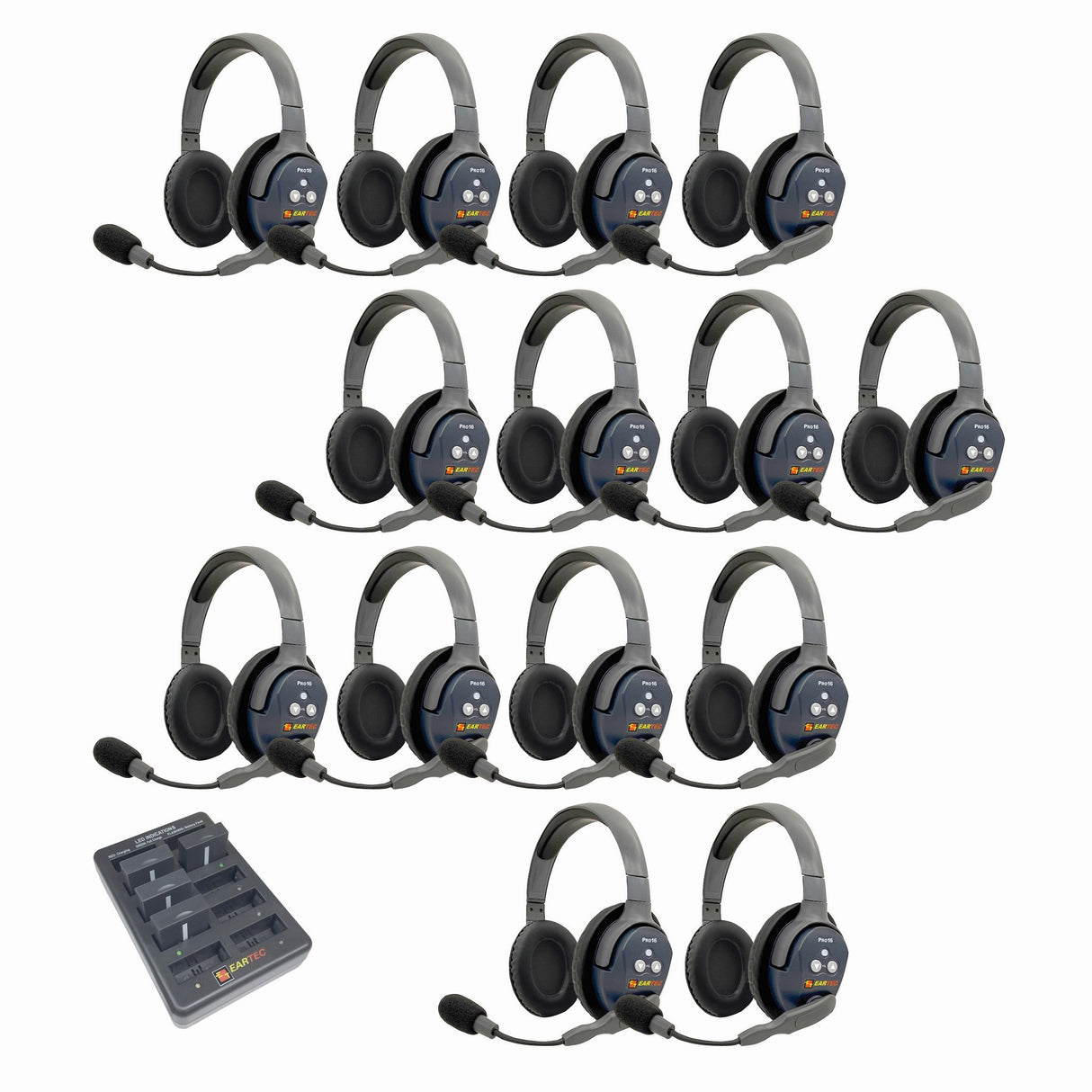 Eartec PRO16 Full Duplex True Wireless Headset Intercom Systems for 14-Users - 1x Double Main, 13x Double Remote