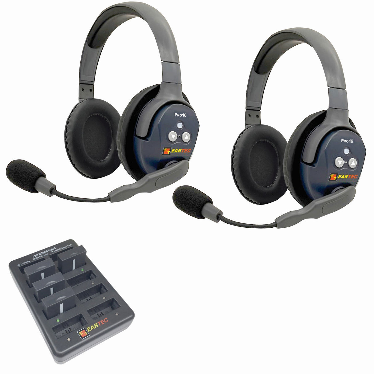 Eartec PRO16 Full Duplex True Wireless Headset Intercom Systems for 2 - 6 Users - 2-Users: 1x Double Main, 1x Double