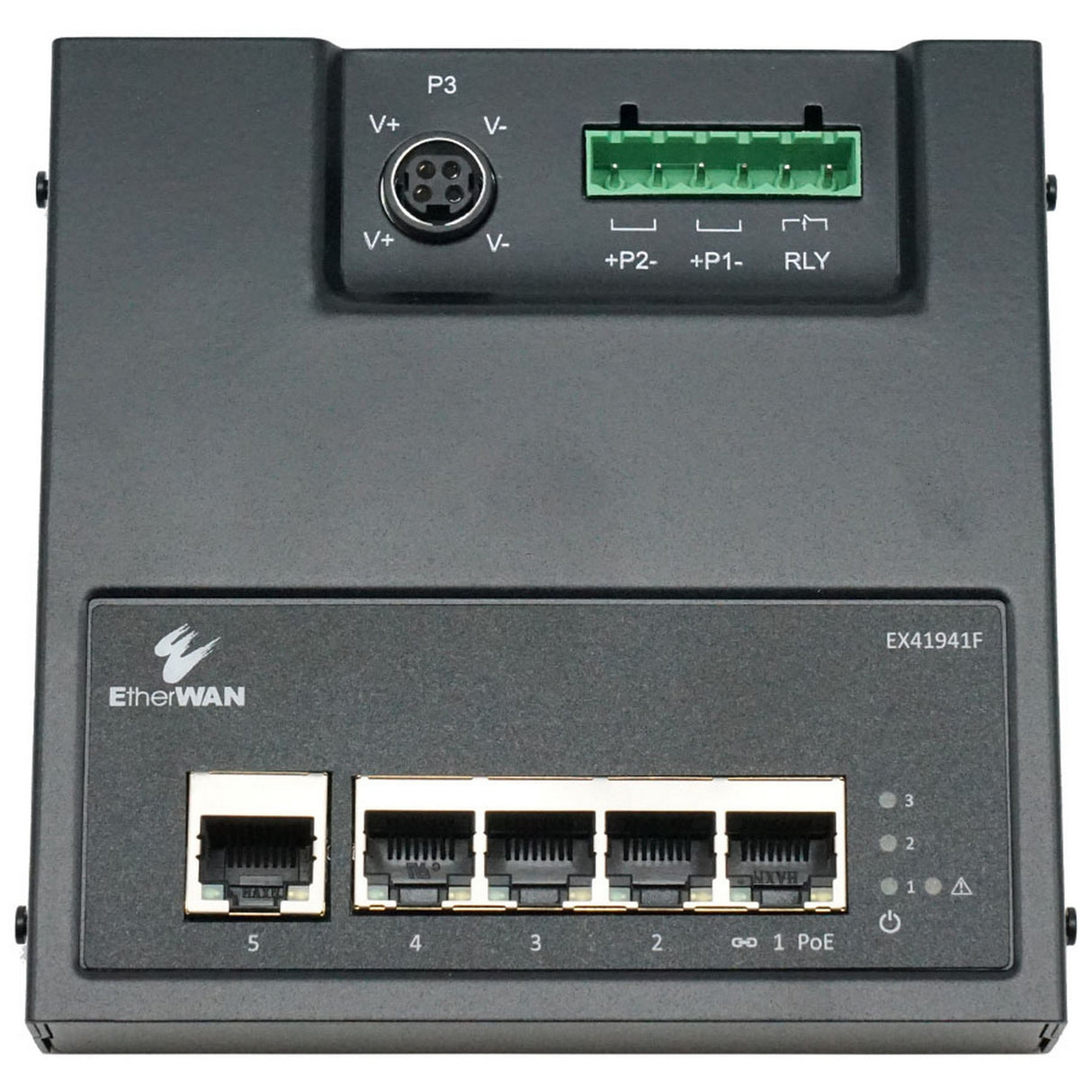 EtherWAN EX41941F Hardened Unmanaged 4-Port Gigabit PoE and 1-Port Gigabit RJ45 Ethernet Switch