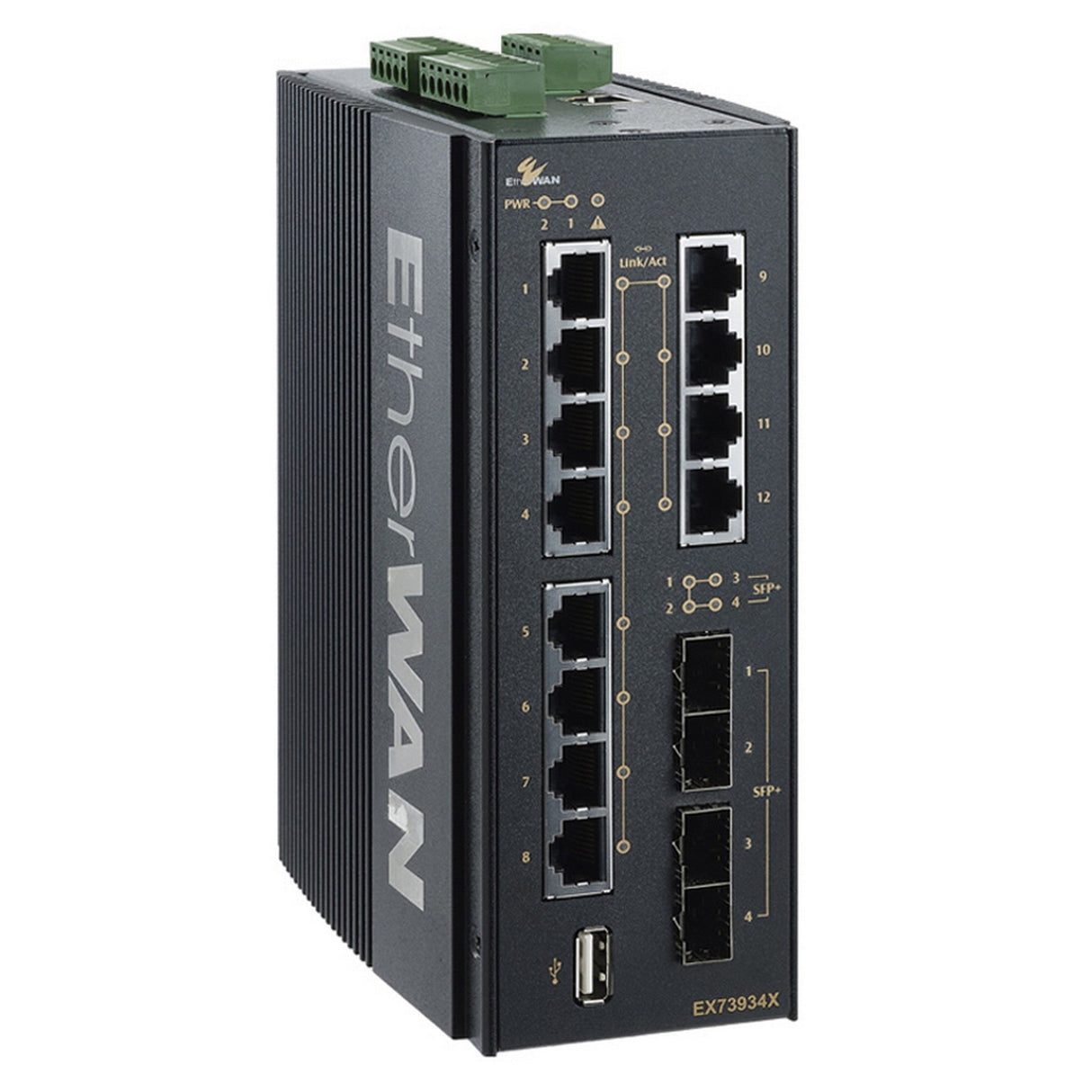 EtherWAN EX73934X-0VB 12-Port Gigabit and 4-Port 10G SFP + Ethernet Switch
