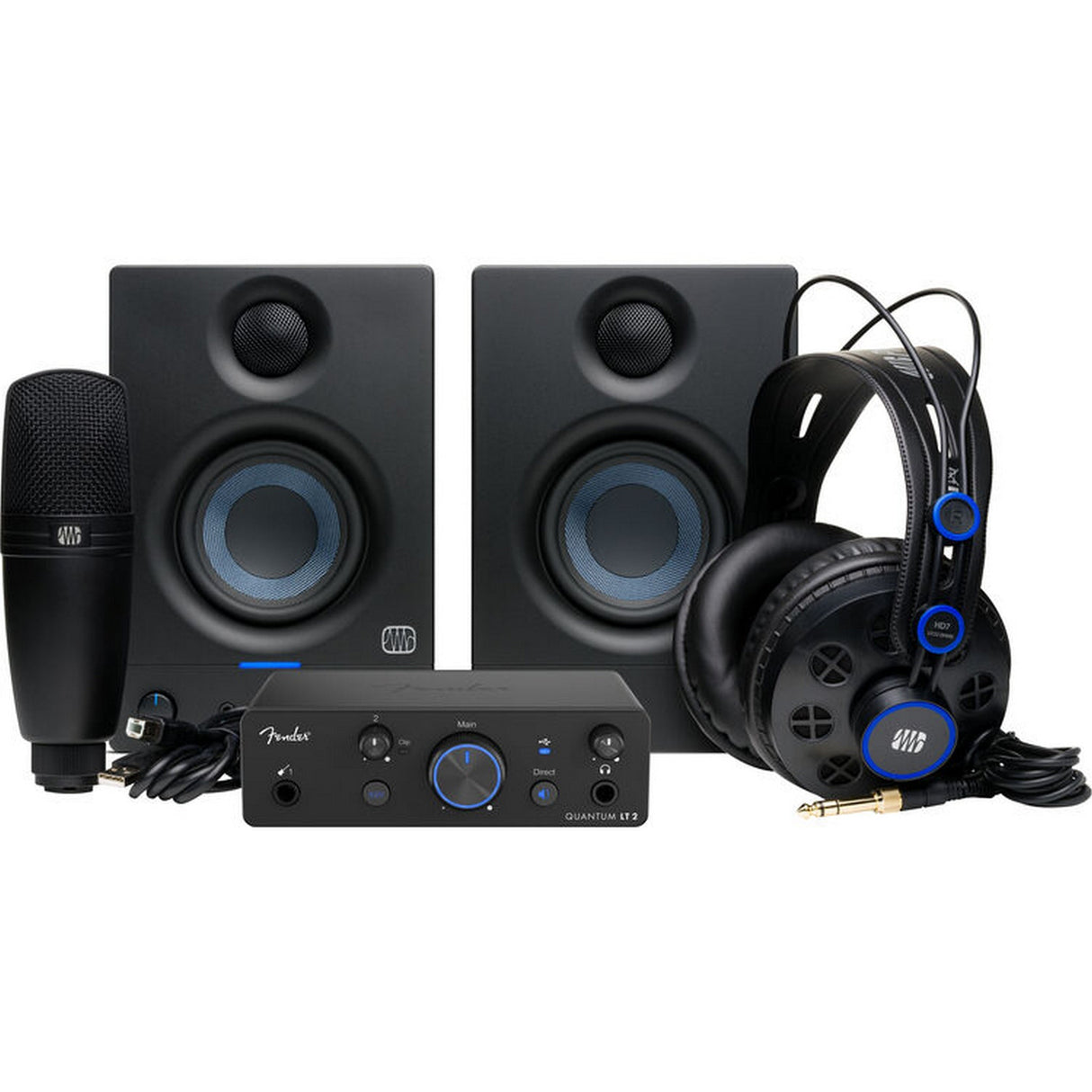 Fender Studio Quantum Complete Bundle All-in-One 2x2 USB-C Recording and Monitoring Bundle