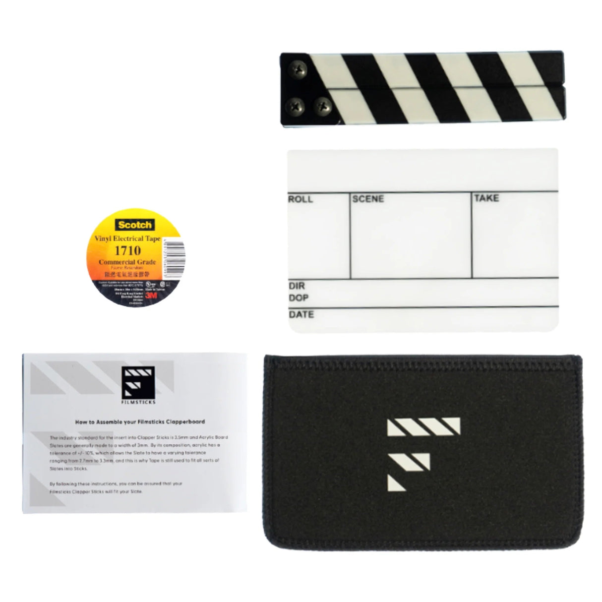 Filmsticks Premium Quality Clapperboard Kit - Tiny, 6’’ x 4’’