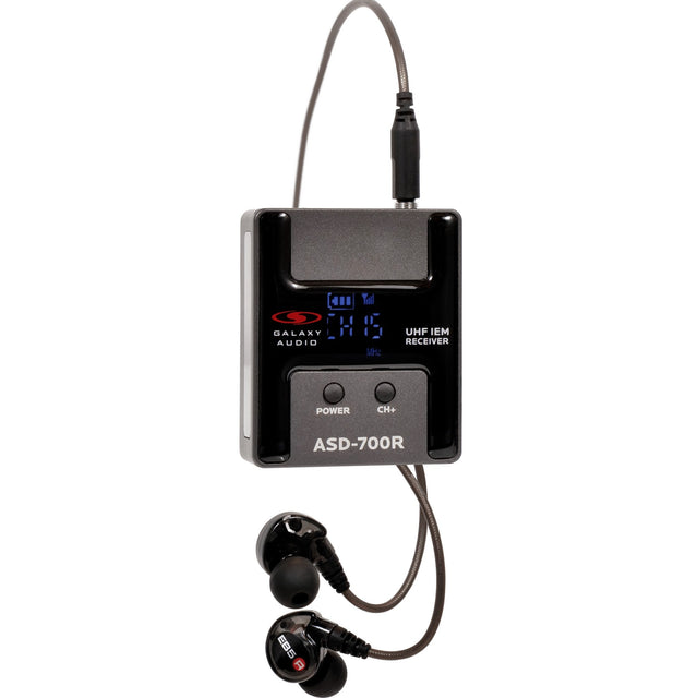 Galaxy Audio ASD-700R Wireless In-Ear Monitor Receiver with EB5 Earphones - B5: 550-569 MHz