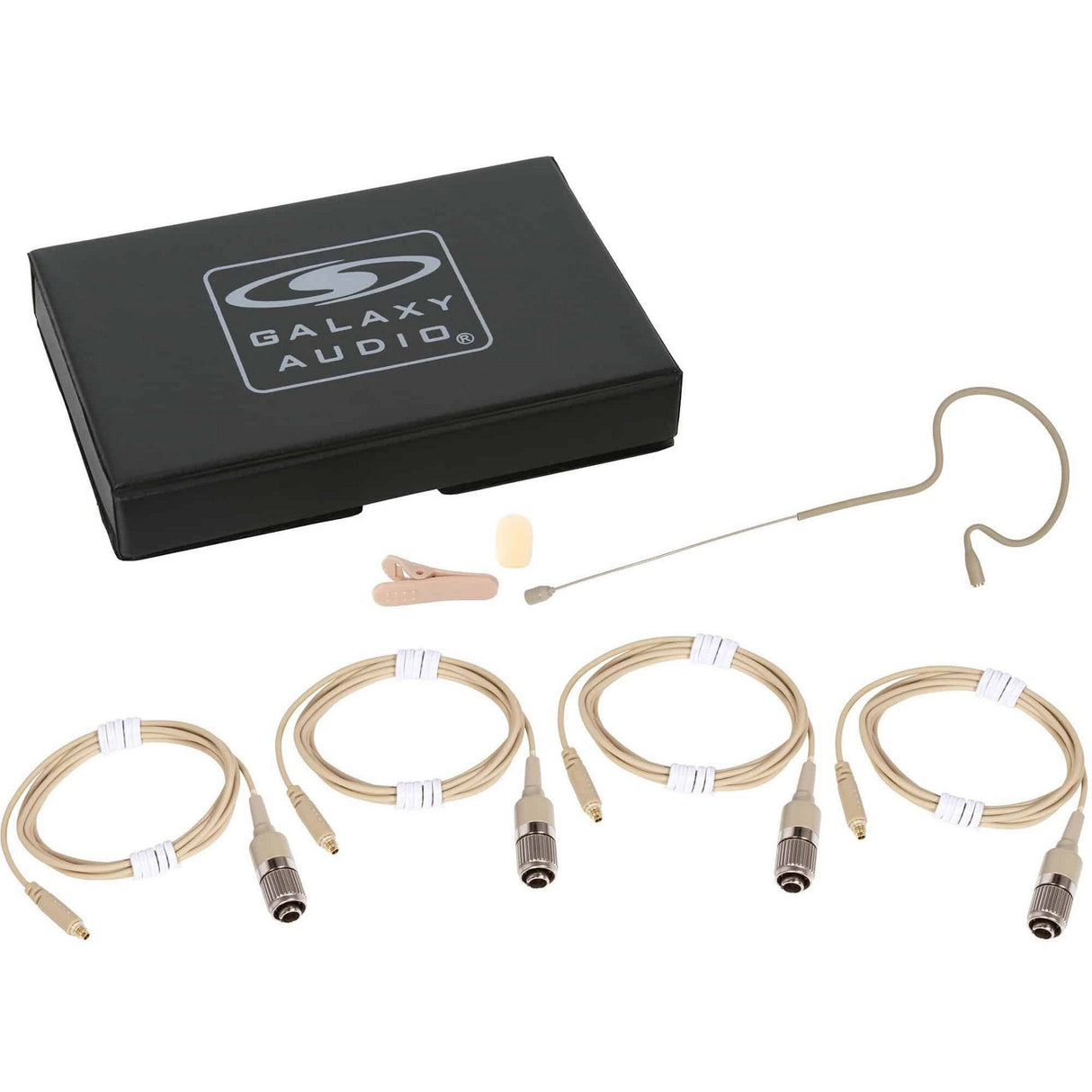 Galaxy Audio ESM4 Omnidirectional Single Ear Headset Microphone - 1x Mic, 4x Gen 2 cH Audio-Technica Cables / Beige