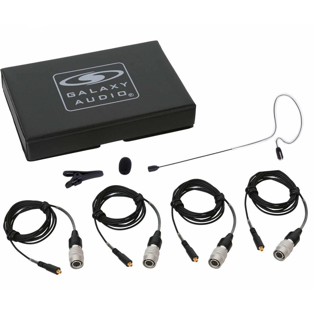 Galaxy Audio ESM4 Omnidirectional Single Ear Headset Microphone - 1x Mic, 4x Gen 1 cW Audio-Technica Cables / Black