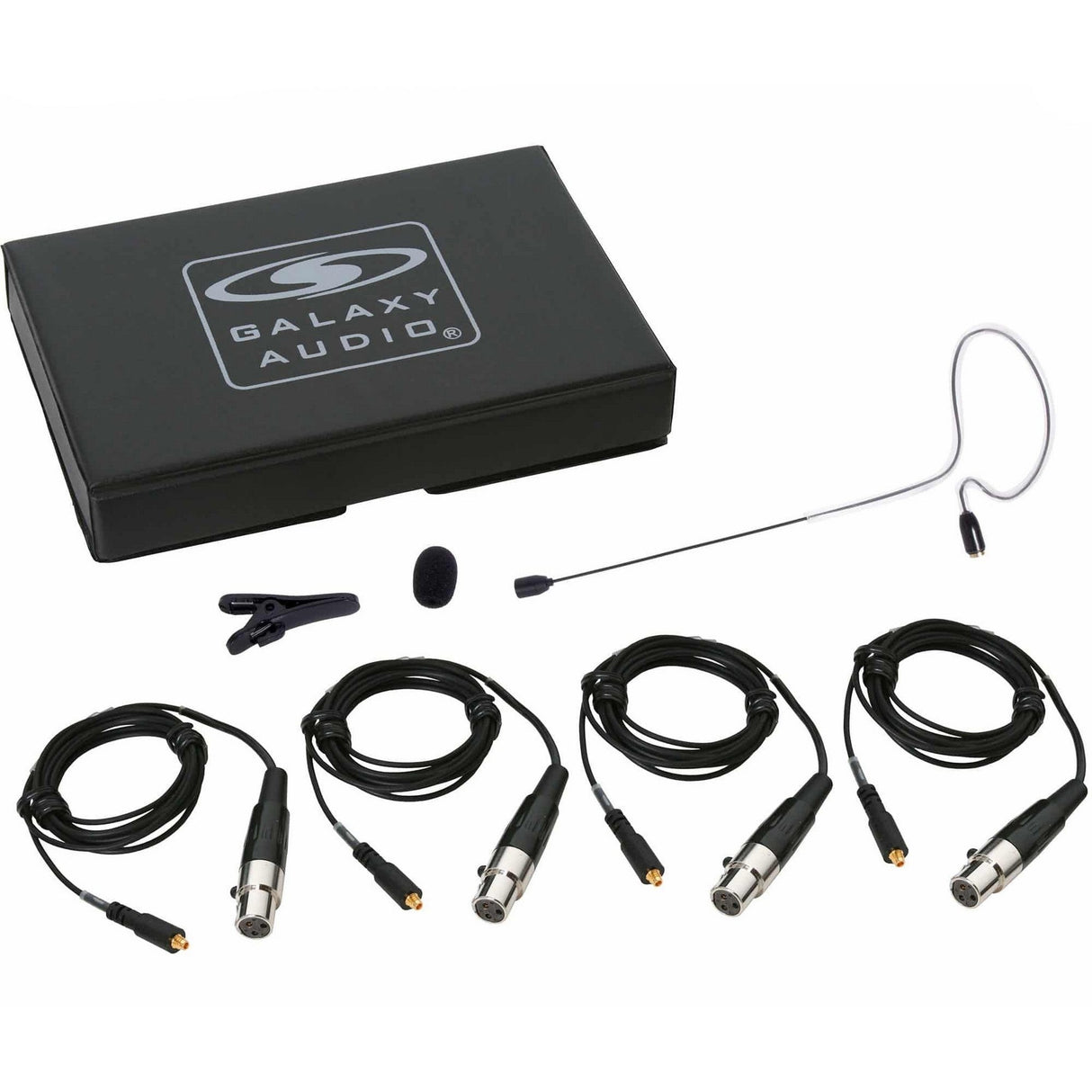Galaxy Audio ESM4 Omnidirectional Single Ear Headset Microphone - 1x Mic, 4x Galaxy Audio/AKG Cables / Black