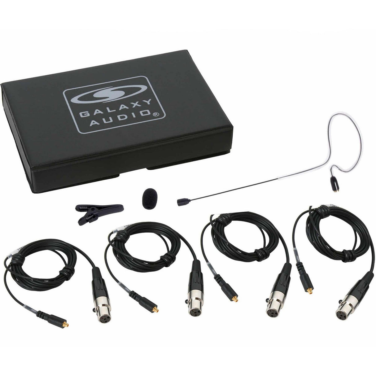 Galaxy Audio ESM4 Omnidirectional Single Ear Headset Microphone - 1x Mic, 4x Shure Cables / Black