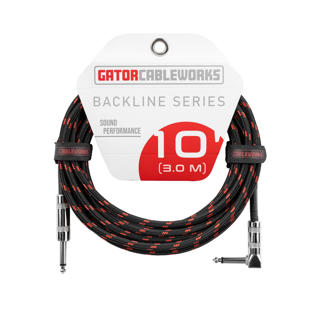 Gator Cableworks GCWB-INS Backline Series Straight to Right Angle Braided Instrument Cable