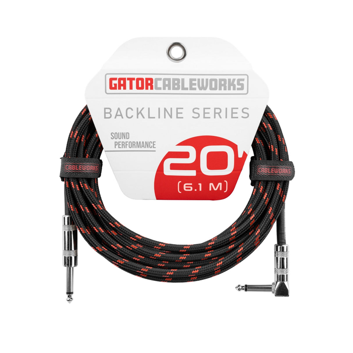 Gator Cableworks GCWB-INS Backline Series Straight to Right Angle Braided Instrument Cable