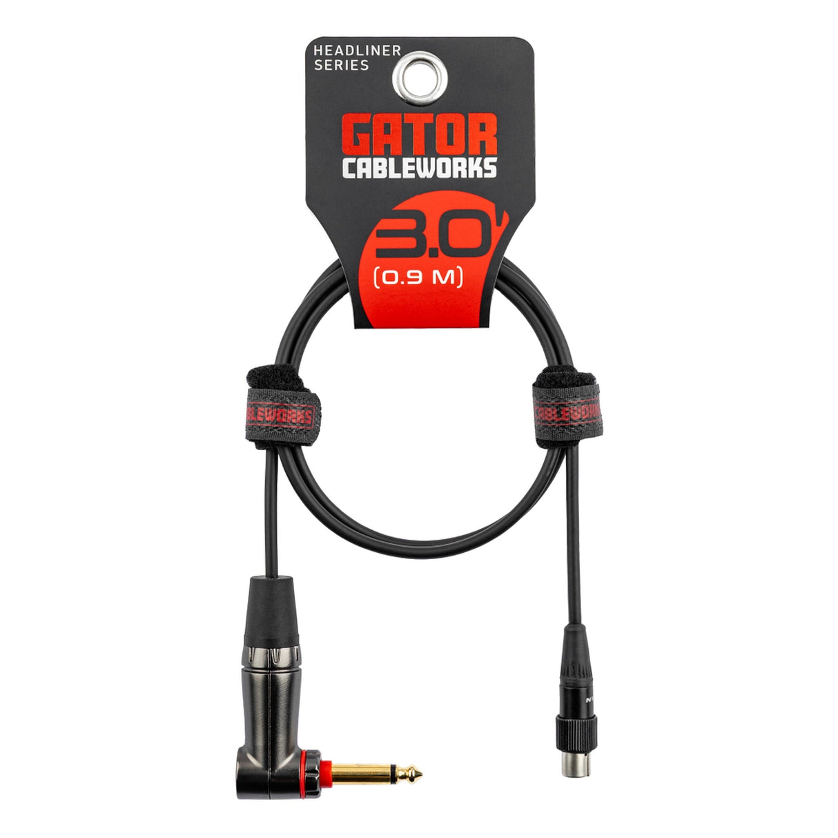 Gator Cableworks GCWH-TA4F-3RAQT Right Angle Quiet 1/4" to TA4F Instrument Cable, 3-Feet