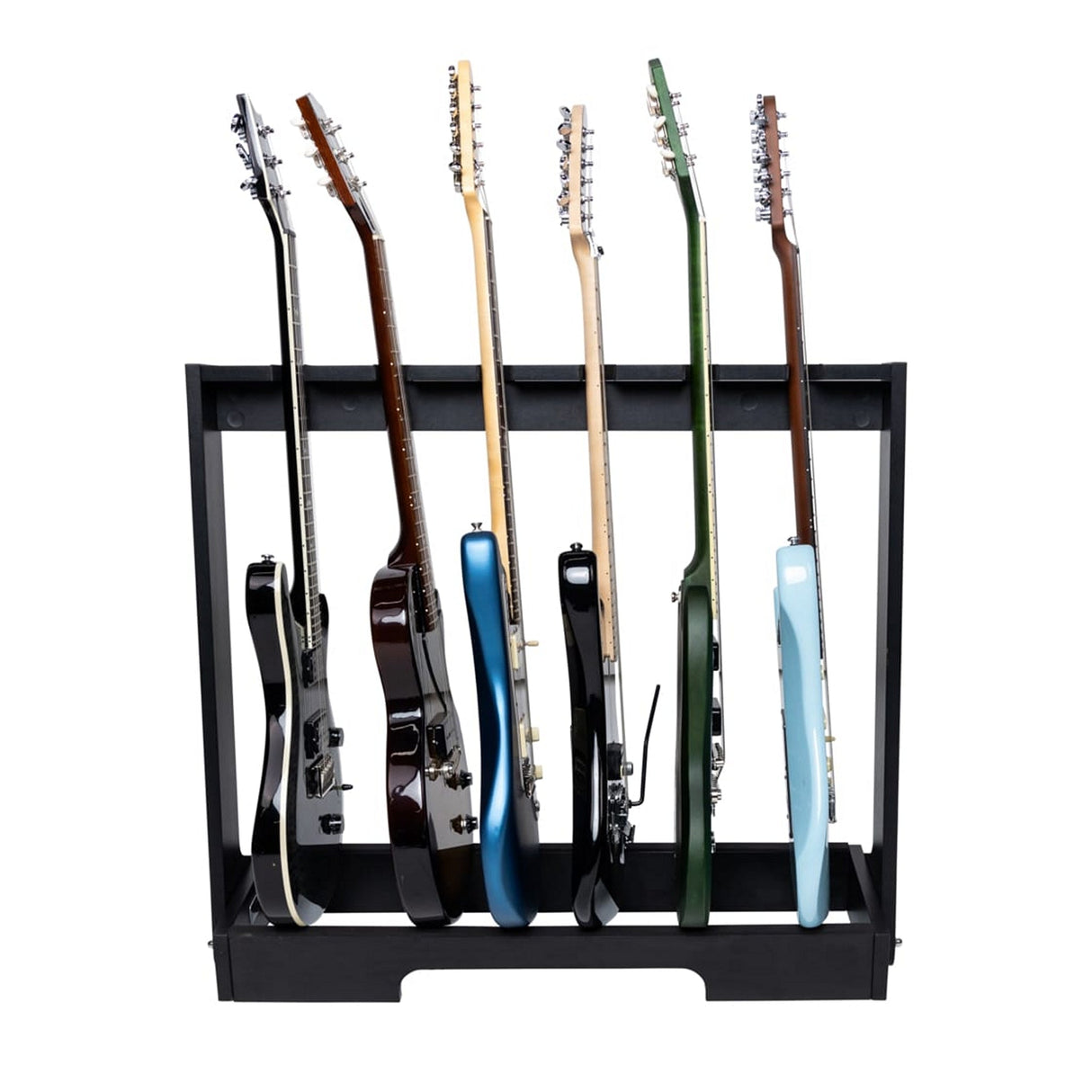 Gator GFW-GTR-WD6RK-BLK Frameworks Wooden Guitar Rack for 6 Guitars Black - accessories