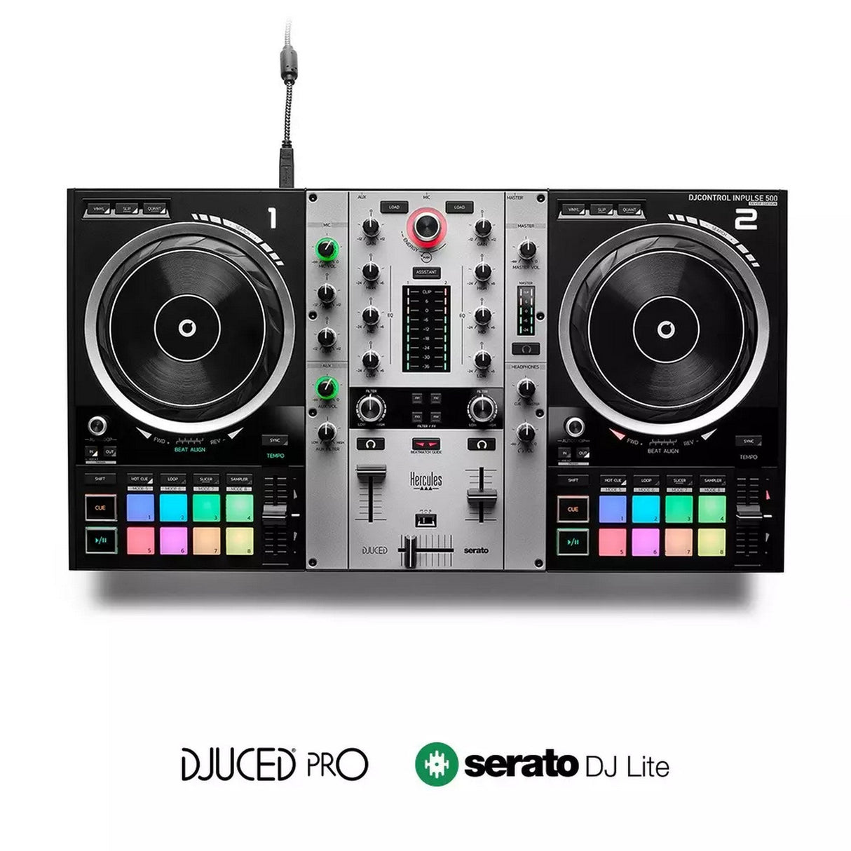Hercules DJControl Inpulse 500 2-Channel USB DJ Controller, Limited Edition Silver