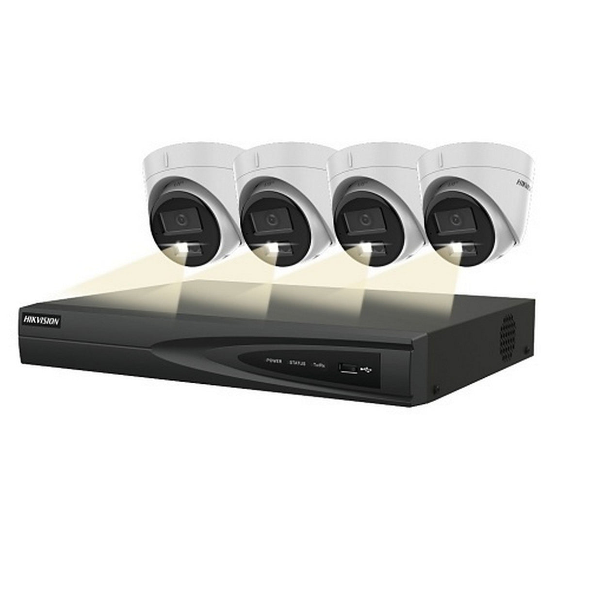 Hikvision EKI-K42T44H 4MP Turret PoE Kit, Includes 4-Channel 4K NVR, 4 x 4MP 2.8mm Turret Cameras