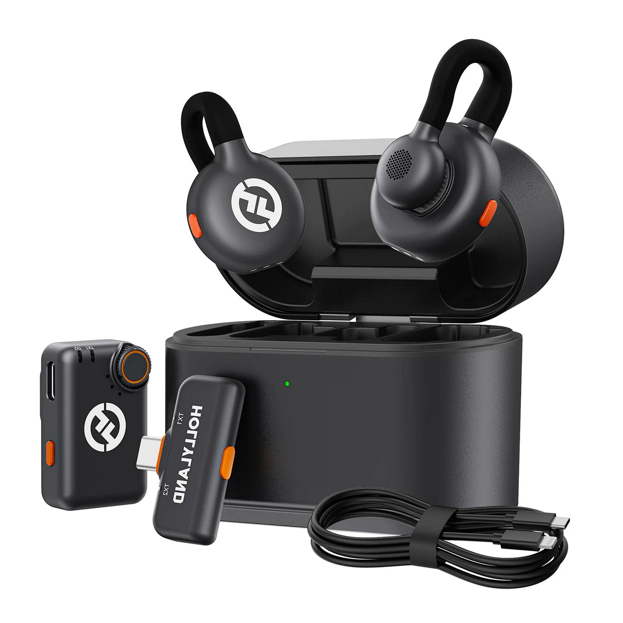 Hollyland Lark M2S Professional Wireless Microphone and Transmitter System - Lark M2S Combo-Gray (2RX + Lightning Cable)