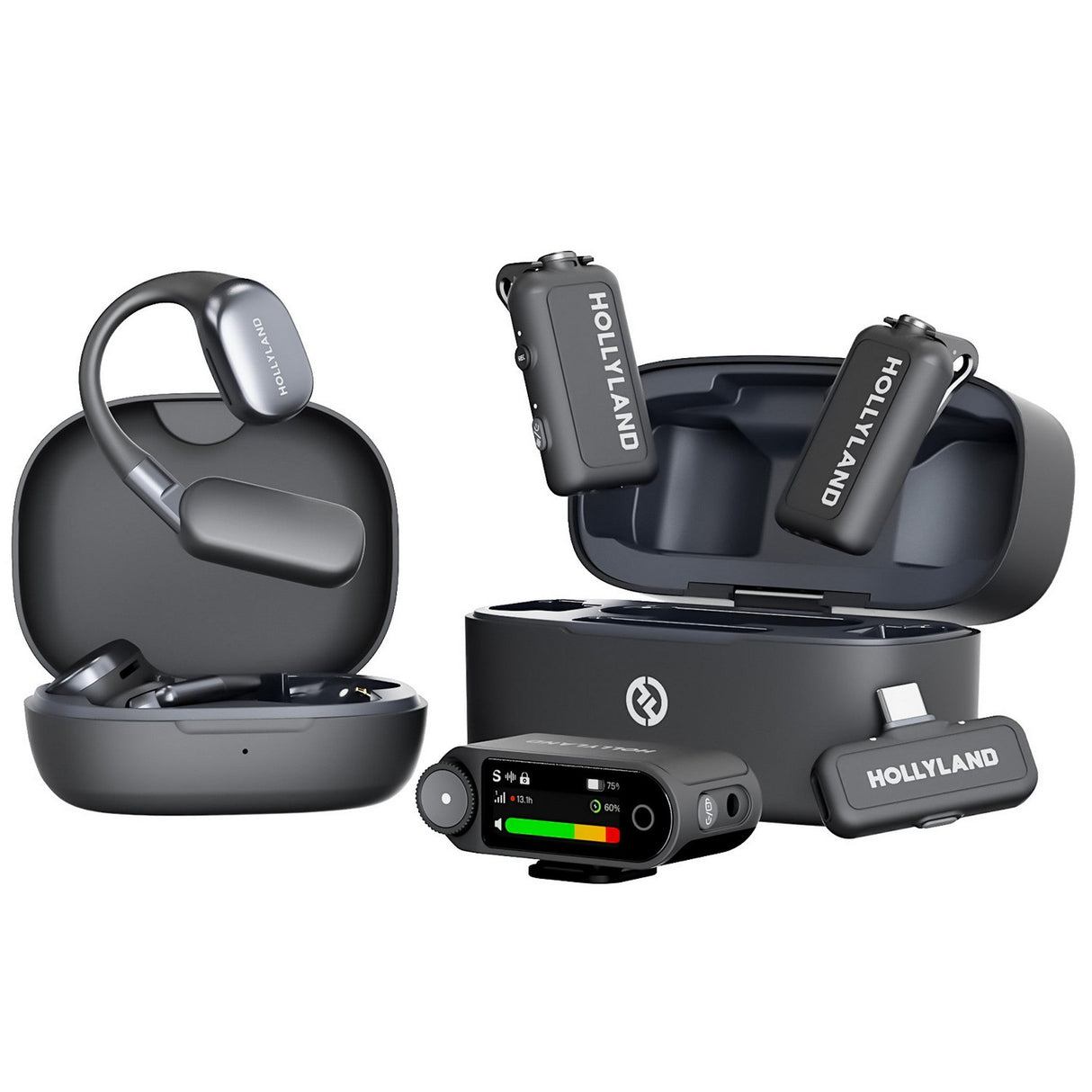 Hollyland LARK MAX 2 Ultimate Combo 2-Person 2.4 GHz Wireless Microphone System, Space Gray