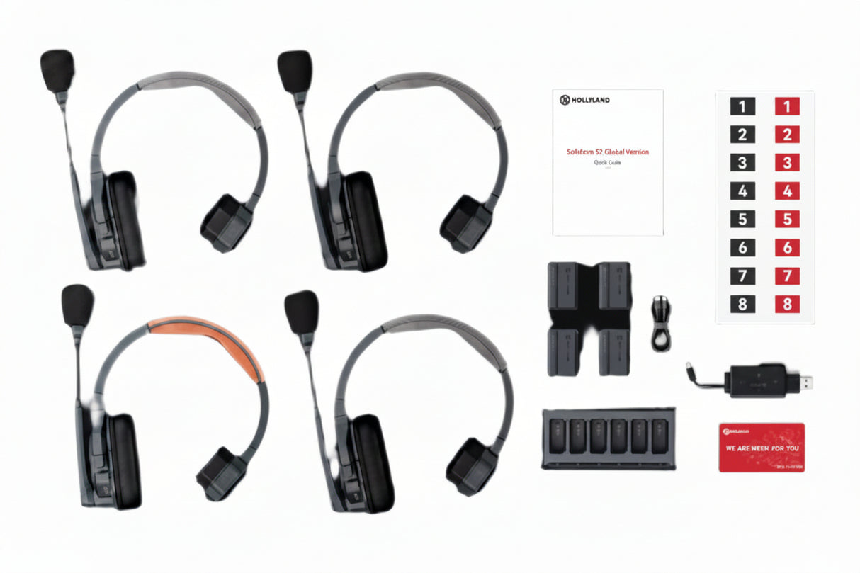 Hollyland Solidcom SE Full-Duplex Communication System Global Version - 1x Master Headset, 3x Remote Headset