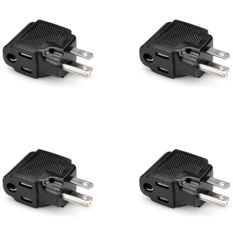Hosa PWA-486 NEMA 5-15R to NEMA 5-15P Right-Angle Power Adapters 4-Pack