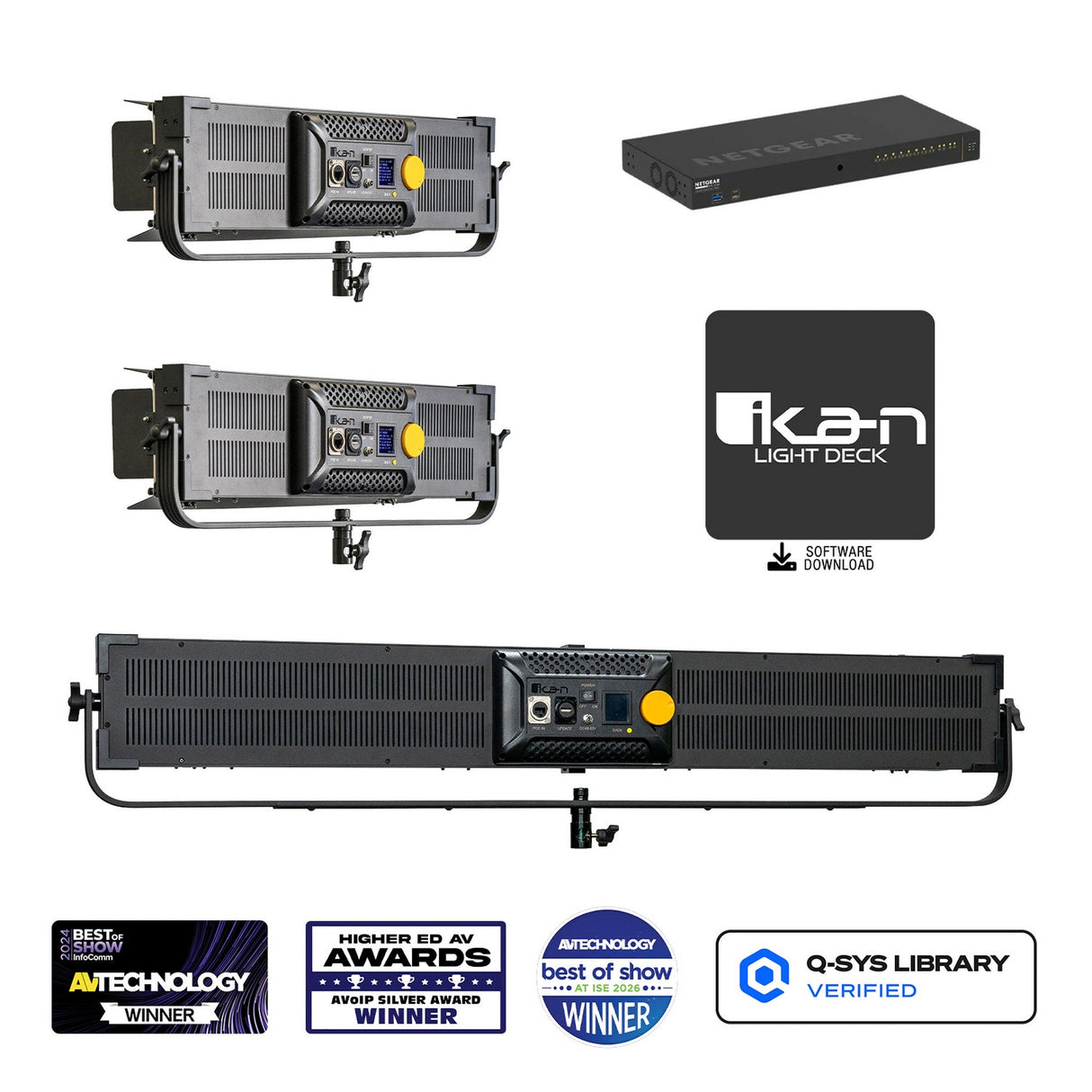 Ikan LBX16-POE-3MIX-1S Lyra PoE Bi-Color LED Light & Switch Bundle