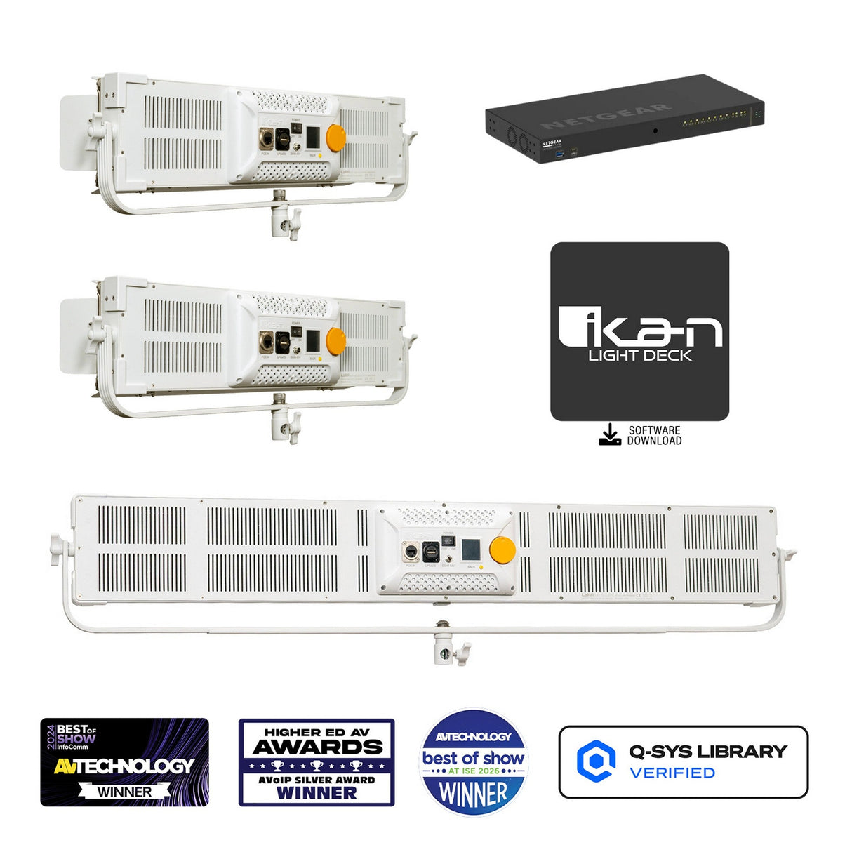 Ikan LBX16-POE-3MIX-1S Lyra PoE Bi-Color LED Light & Switch Bundle