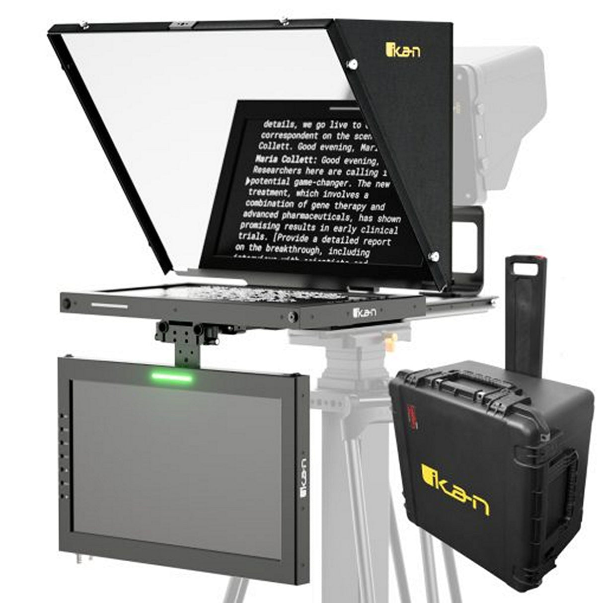 Ikan PT415W-TM-TK 15-inch SDI Teleprompter Tripod Dolly Turnkey