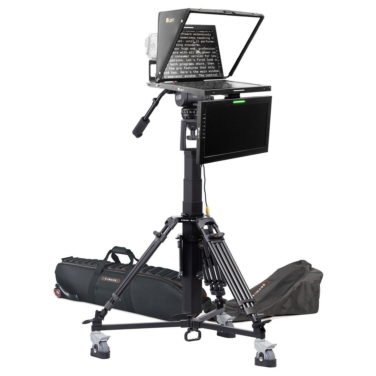 Ikan PT419W-TM-MPEDESTAL 19-Inch Widescreen Teleprompter with Talent Monitor, Motorized Pedestal, and Dolly Turnkey