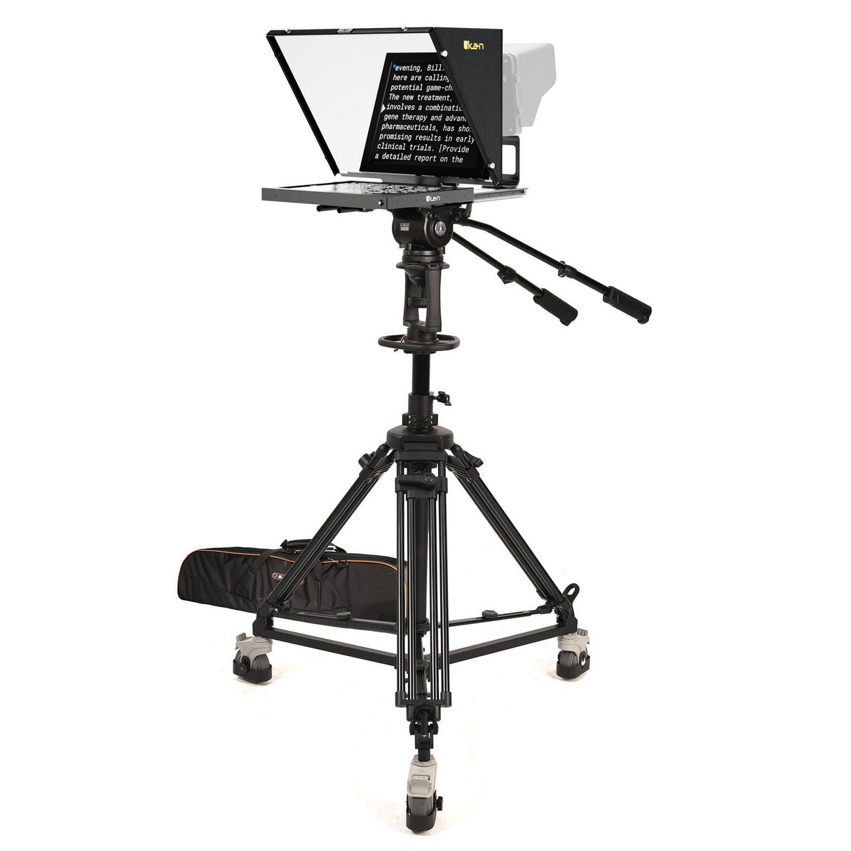 Ikan 15-Inch Teleprompter Pedestal and Dolly Turnkey System - 15″ Teleprompter, Pedestal & Dolly Turnkey