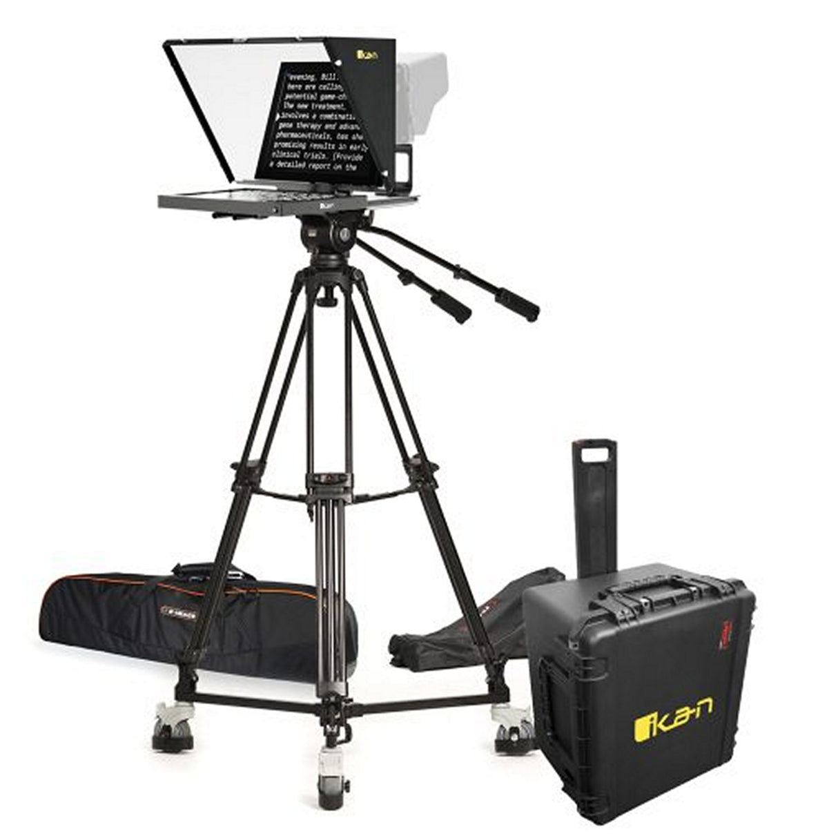 Ikan PT4500S-TK-V3-TRIPOD 15-inch SDI Teleprompter Tripod Dolly Travel System