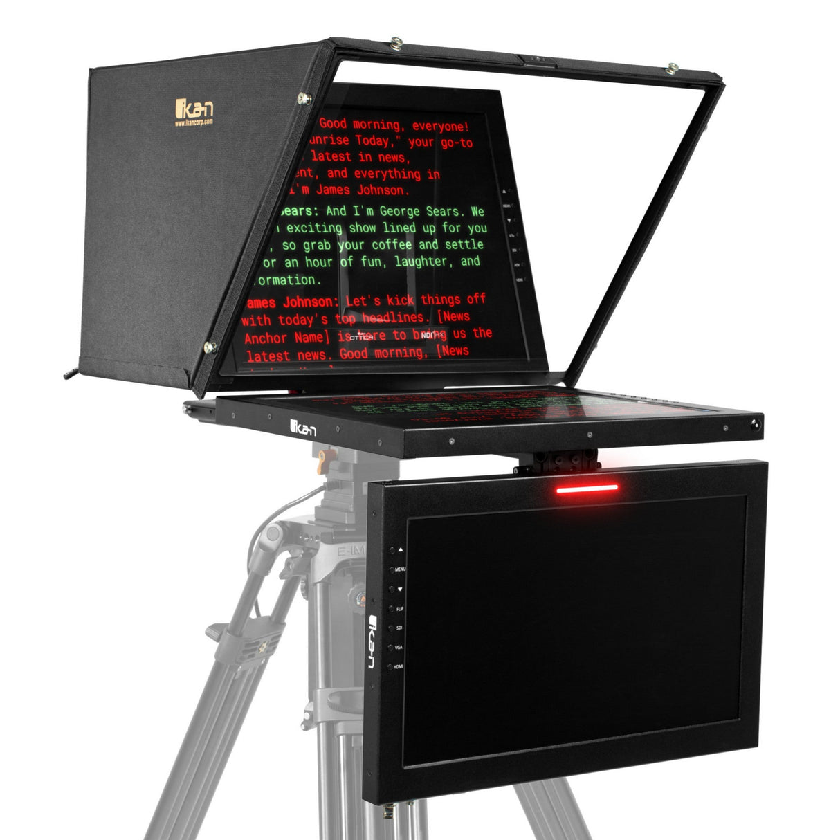 Ikan PT4900-PTZ Professional 19-Inch High Bright PTZ Teleprompter - PTZ SDI Teleprompter with Widescreen Talent Monitor
