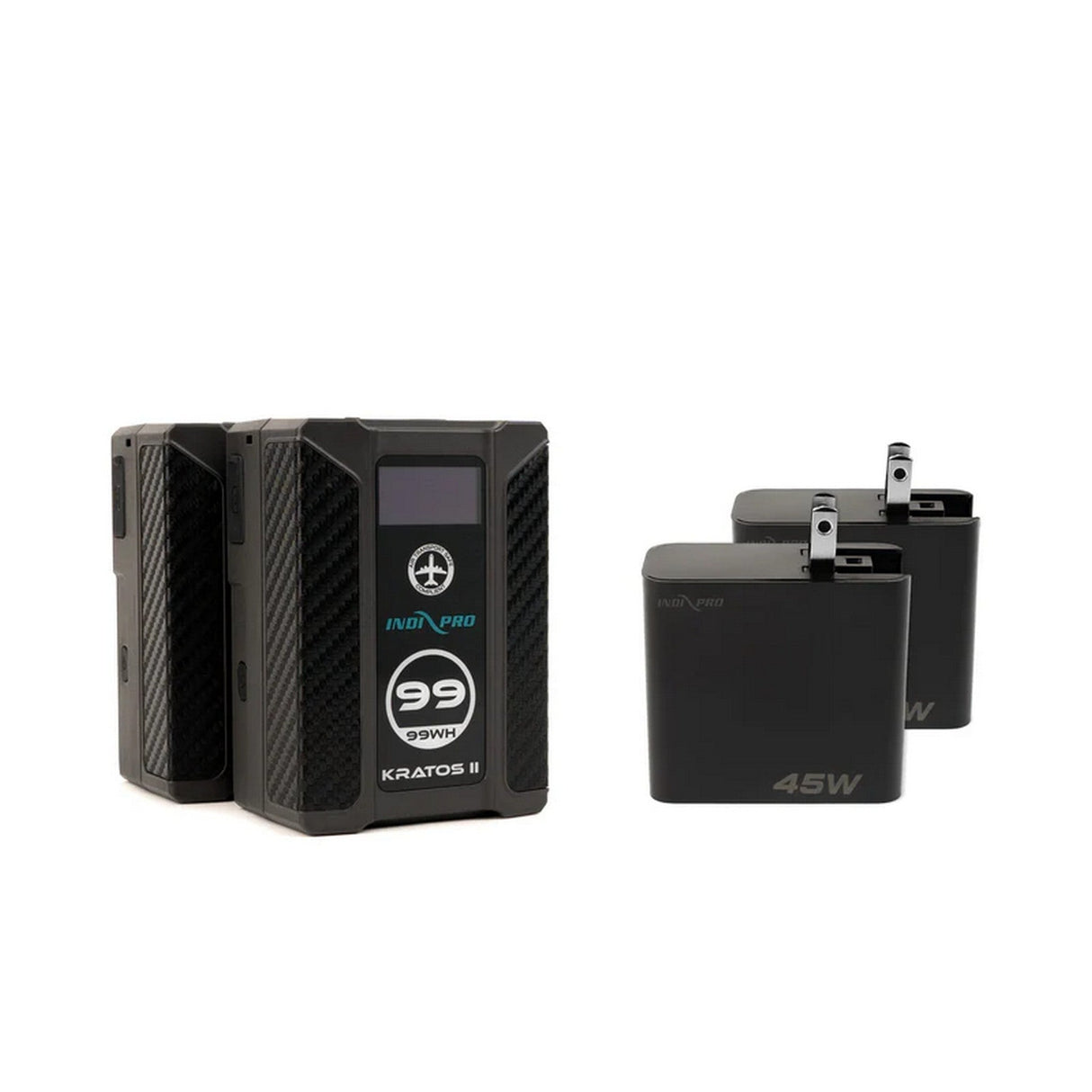 Indipro KT99USB Kratos 99W Li-Ion Batteries and 2x 45W USB-C PD Wall Chargers, V-Mount