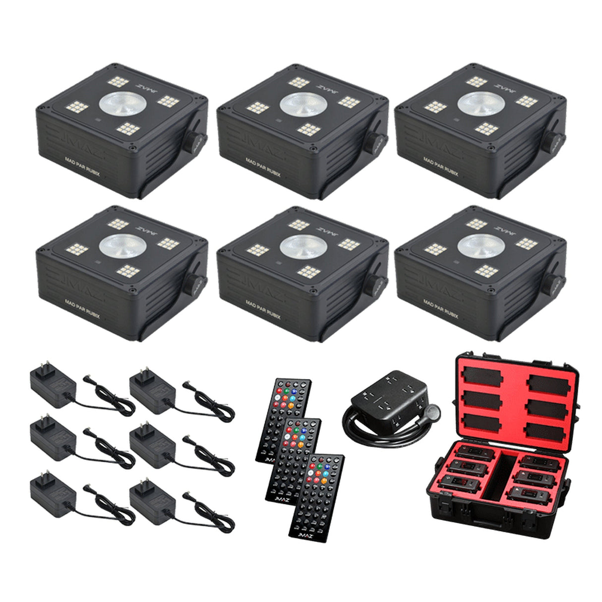 JMAZ Lighting MAD PAR RUBIX 20W RGBA + 18W LED Battery Powered Outdoor Uplight, 6-Pack