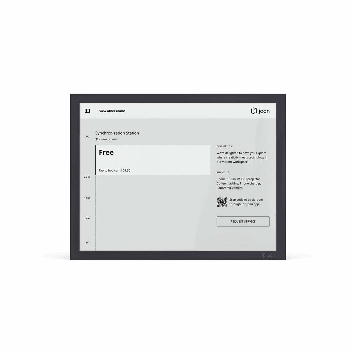 Joan 13 Pro Black Meeting Room Scheduler Display