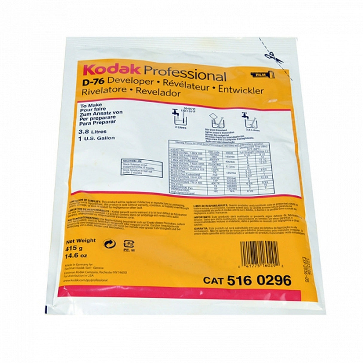 Kodak D-76 Film Developer 1 Gallon