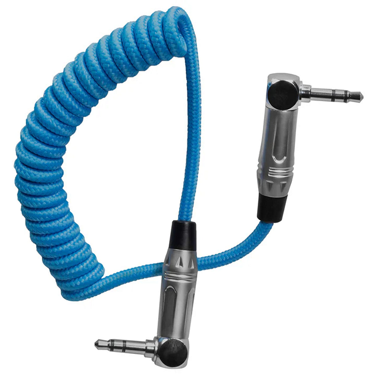 Kondor Blue Coiled 3.5mm Right Angle TRS Stereo Audio Cable 24-Inch