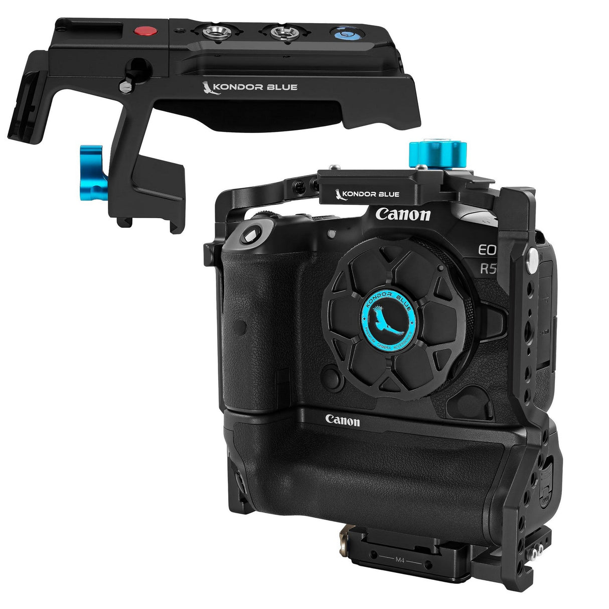 Kondor Blue Canon R5/R6 Battery Grip Cage with Top Handle - Black