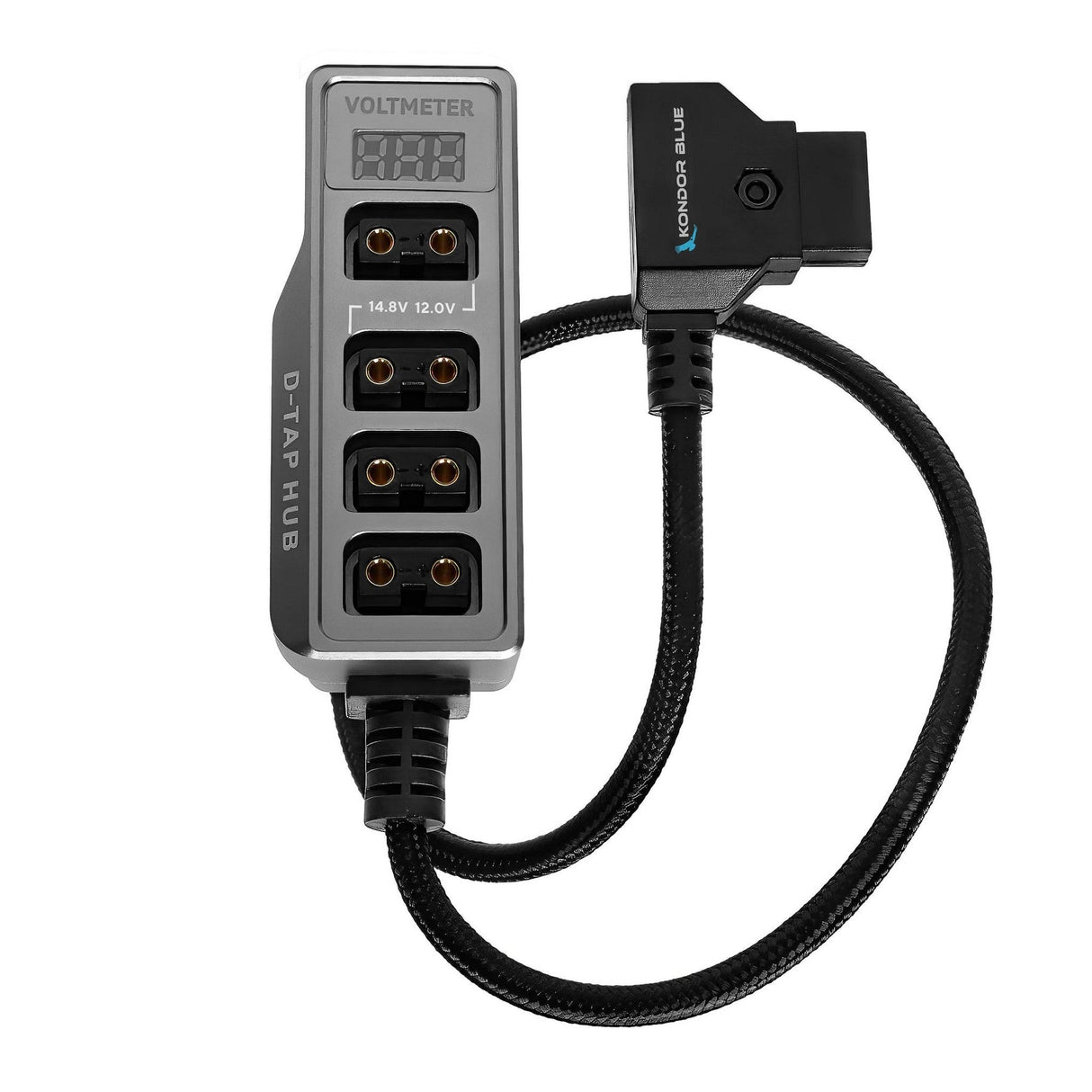 Kondor Blue 12V Metal D-Tap Hub 4-Way Port Power Tap Splitter - Gray
