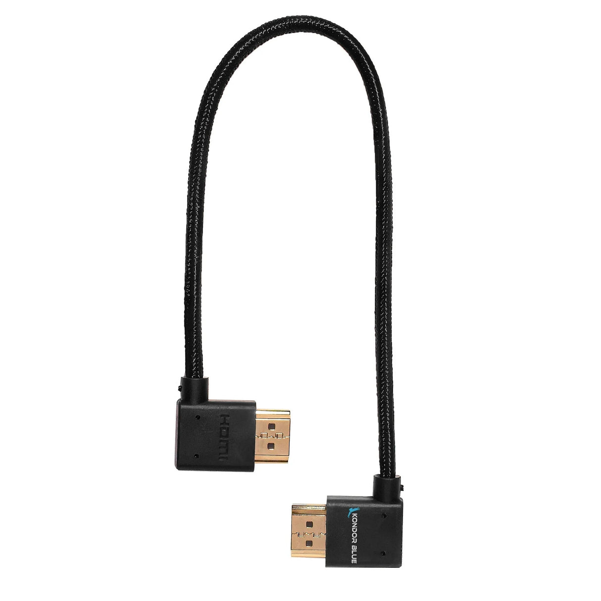 Kondor Blue 12-Inch Right Angle to Left Angle Full HDMI Straight Cable - Black