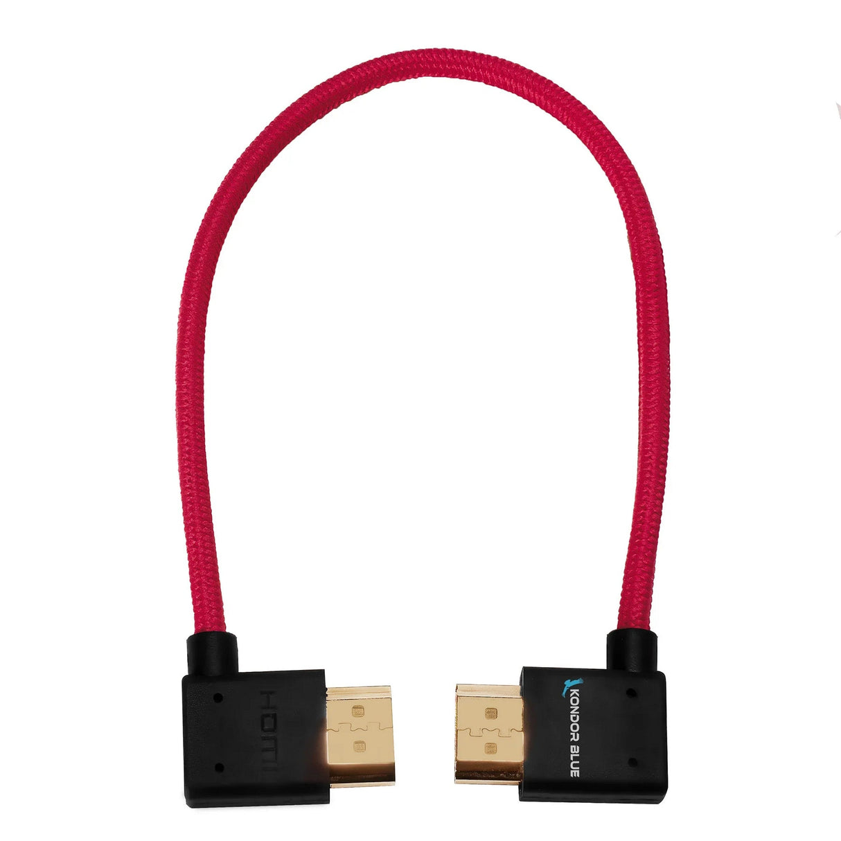 Kondor Blue 12-Inch Right Angle to Left Angle Full HDMI Straight Cable - Red
