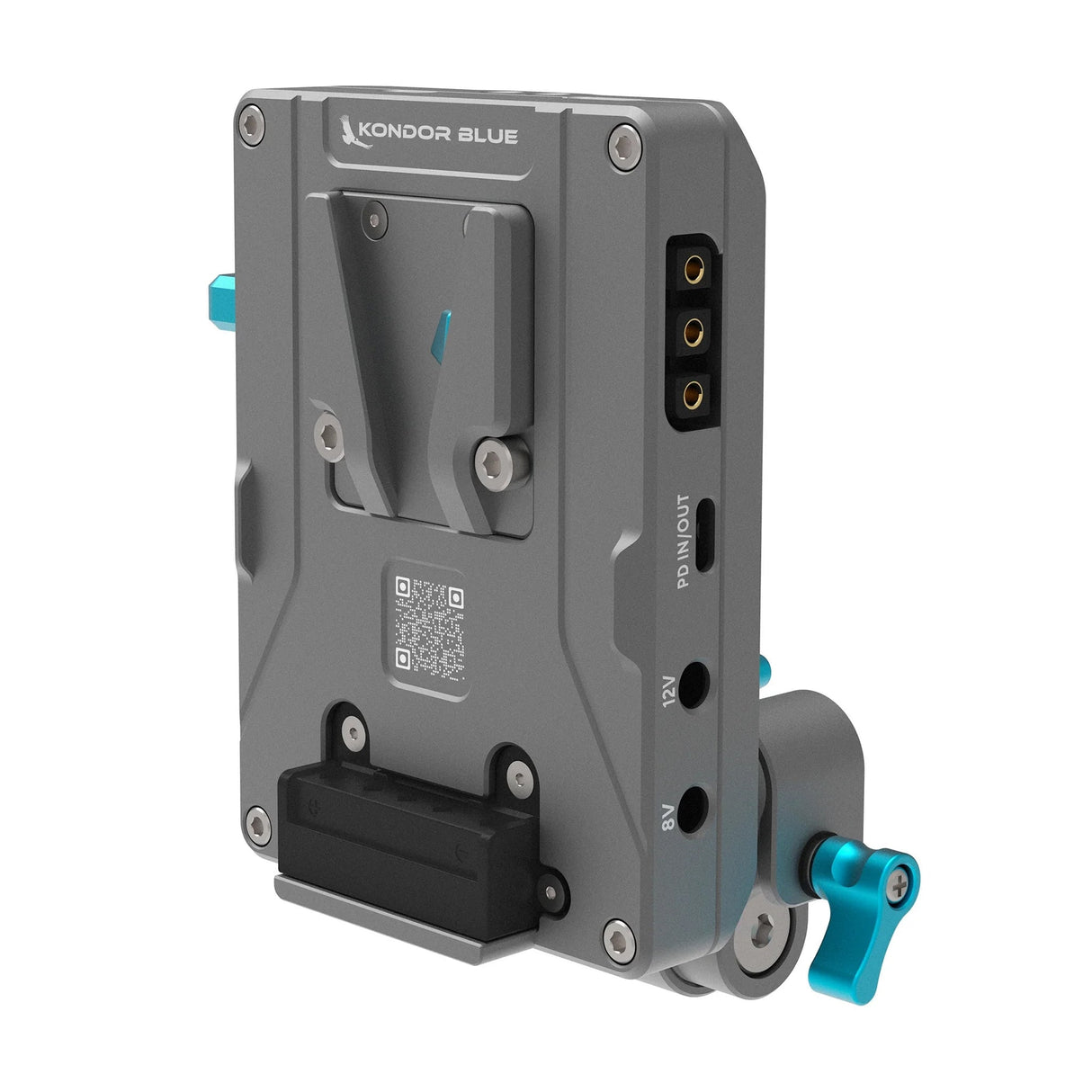 Kondor Blue V-Mount Pro Battery Plate with Swiveling Rod Block - Space Gray