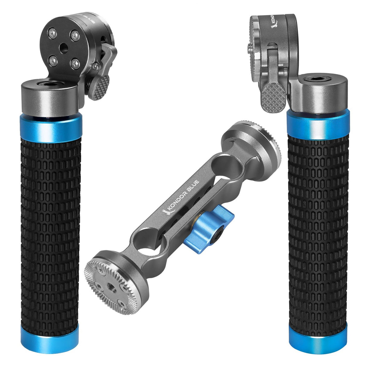 Kondor Blue Quick Release Rosette Hand Grip Set and Dual Rod Clamp - Gray