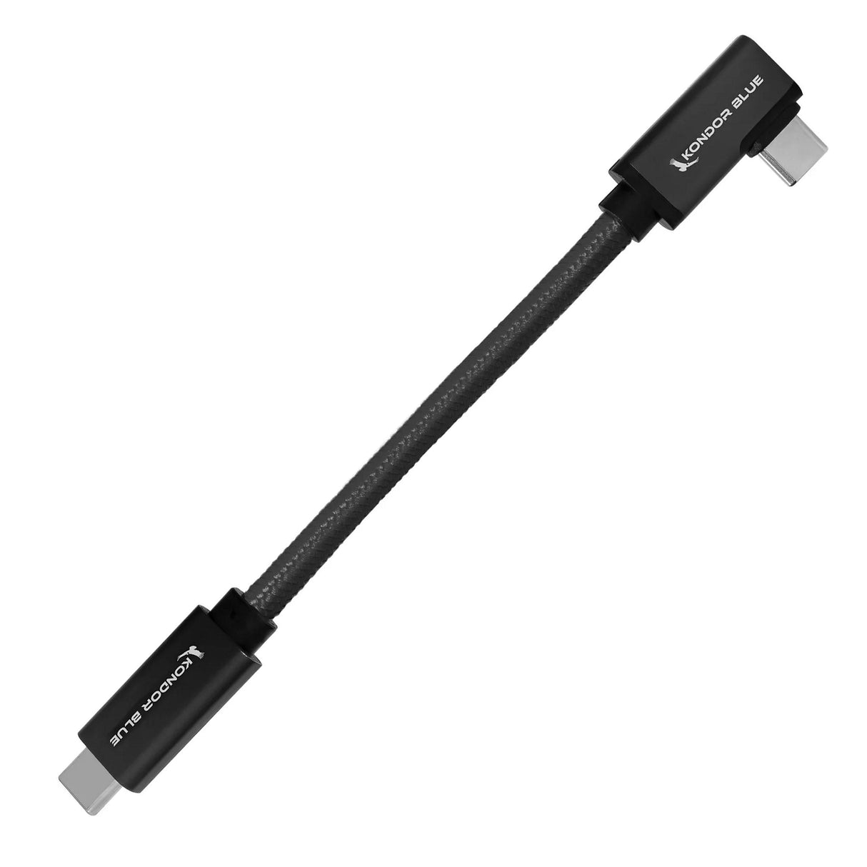 Kondor Blue 6-Inch USB-C Right Angle to Straight Cable for 8K Video Transfer - Raven Black